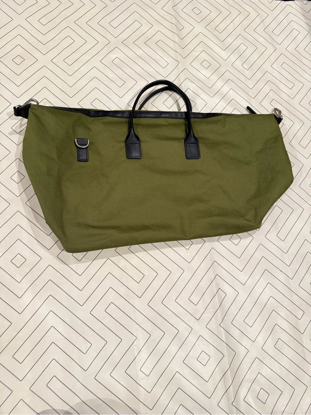 July Olive Green Weekender Bag with Black Leather Trim